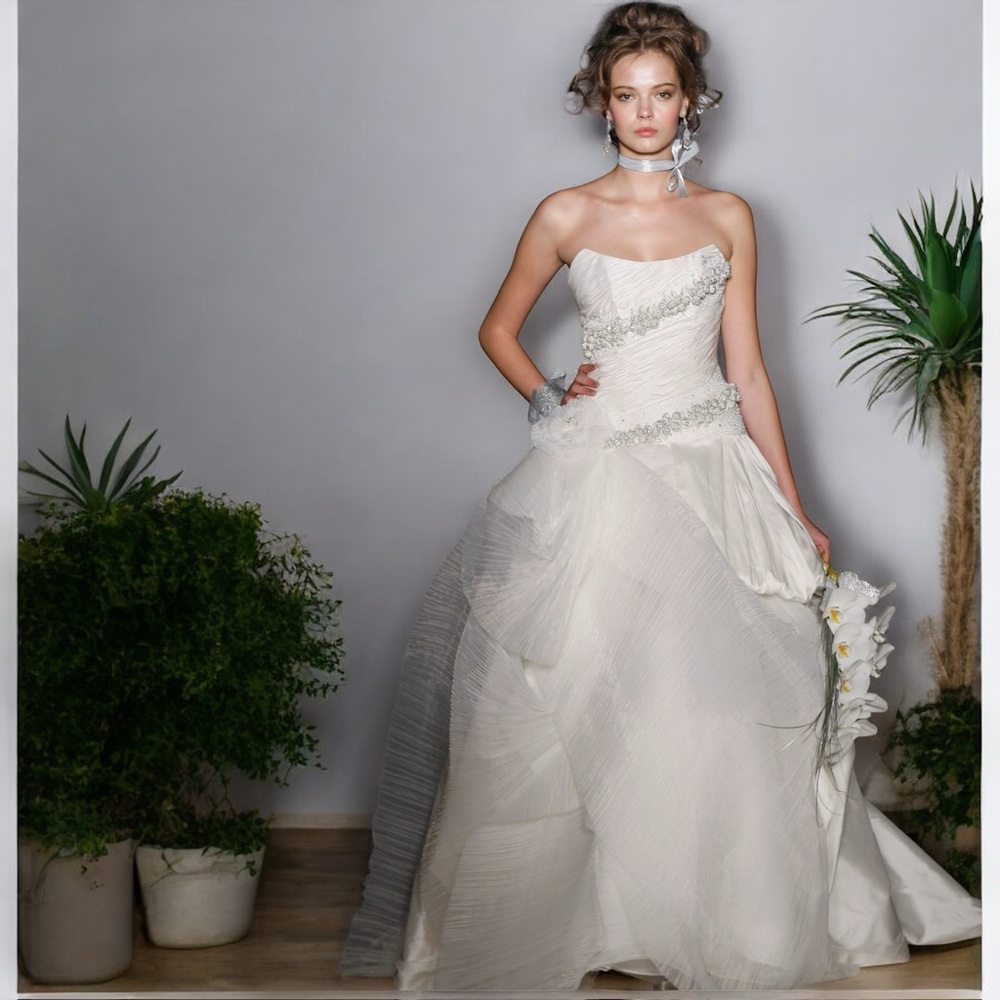 ST.Pucchi by Rani #532 Bridal Gown Wedding DRESS SZ 10 SiLk Ruffle Ivory #9